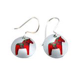 Earrings Dalahorse w silver hooks