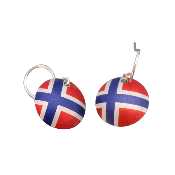 Earrings Norwegian Flag w silver hooks