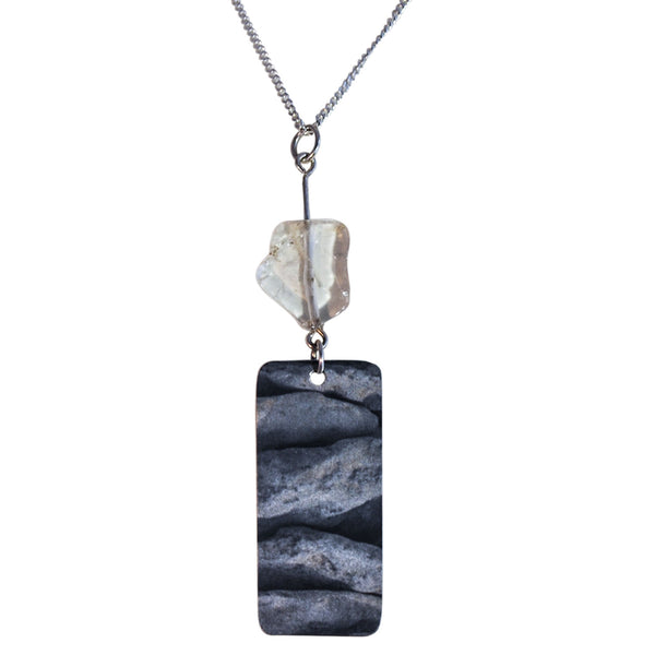 Necklace Gotland stone w silver chain