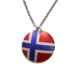 Necklace Norwegian Flag w silver chain or stainless steel