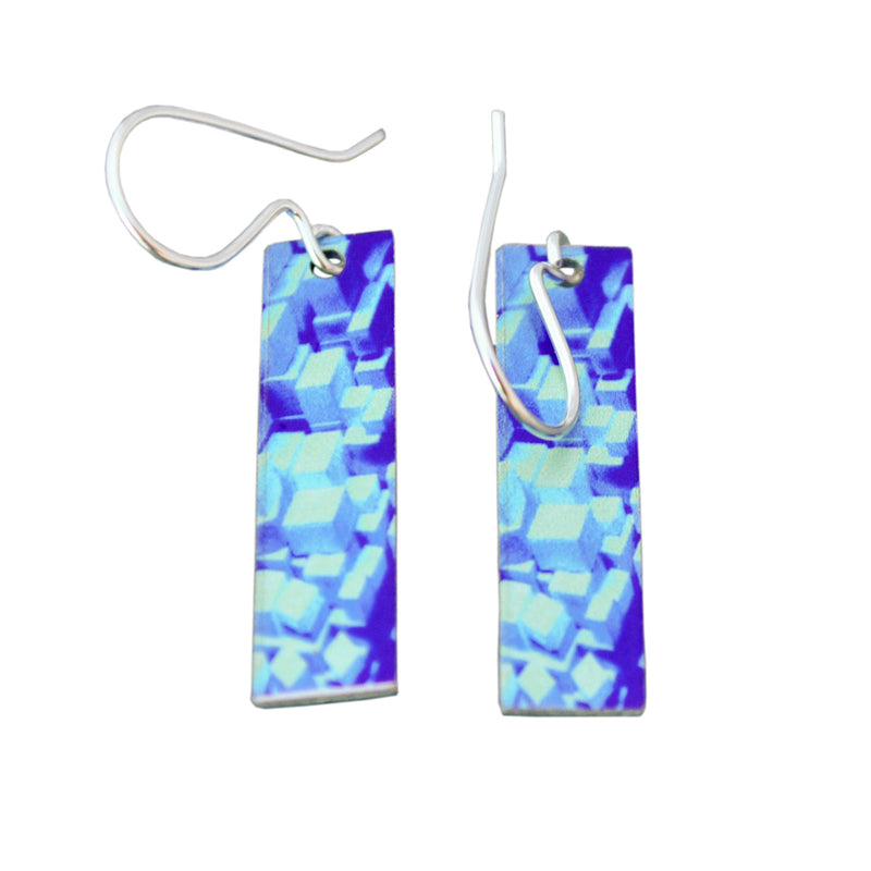 Blue Box earrings w silver hooks