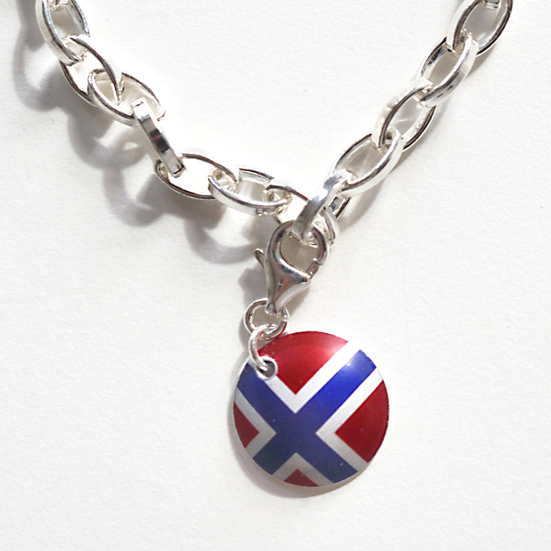 Charm Norwegian Flag w hook stainless steel