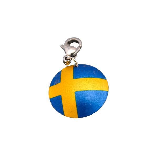 Charm Swedish Flag w hook stainless steel
