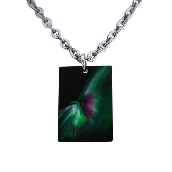 Dog tag Sky Northern lights w w chain stainless steel