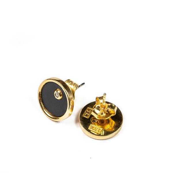 Earrings - 18 K  gold w studs Diamond on the fields