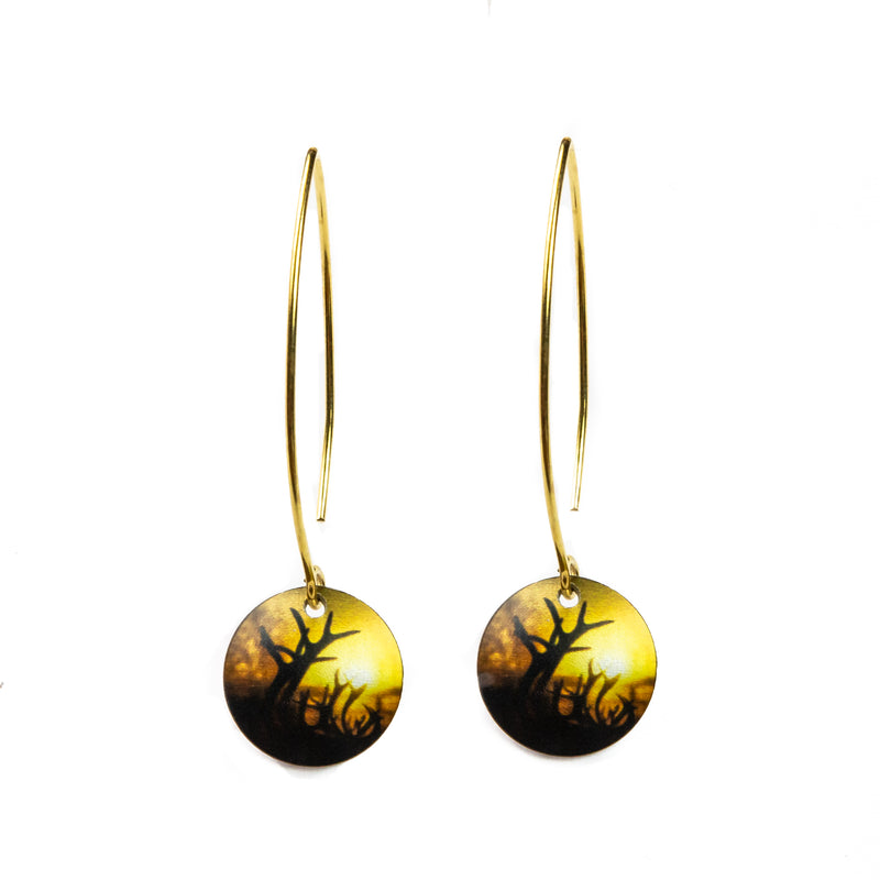Earrings Reindeer Northern Lights with gold-plated silver hooks