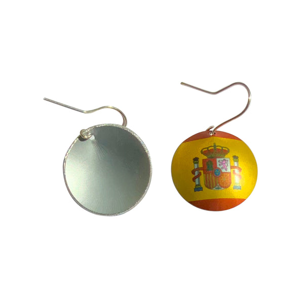 Earrings Spanish Flag w silver hooks