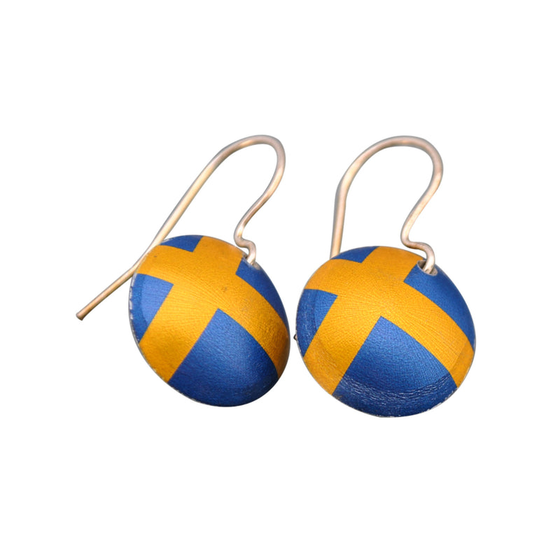 Earrings Swedish Flag w silver hooks