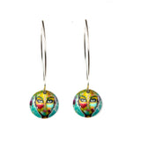 Earrings Art Yellow Warrior Earrings w silver hooks