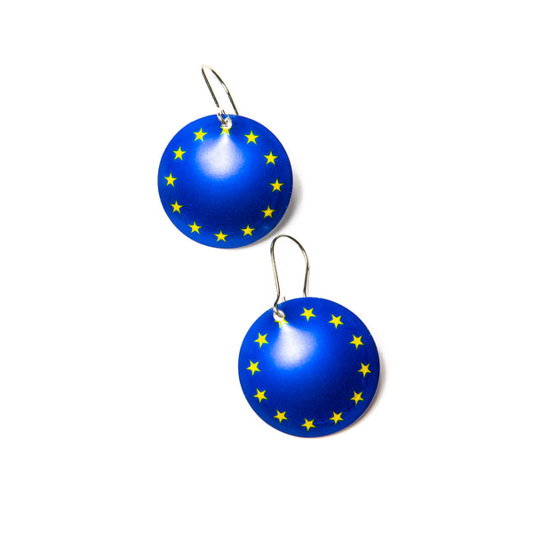 Earrings EU Flag w silver hooks