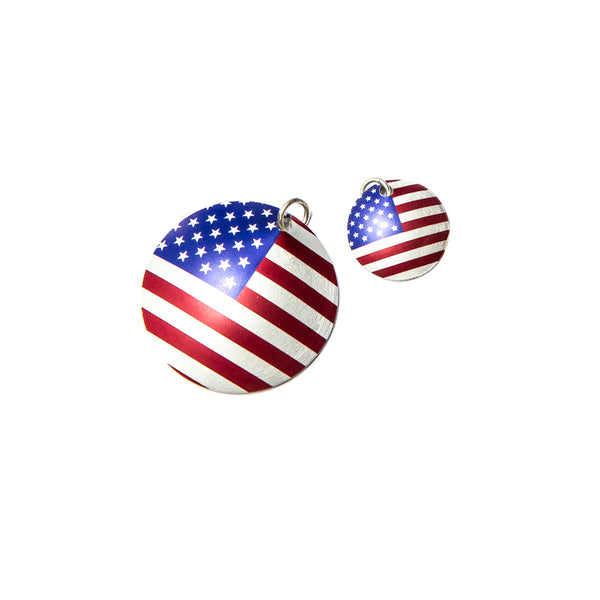 Necklace American Flag w silver chain or stainless steel