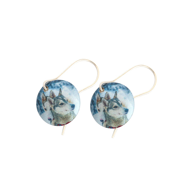Earrings Lapland Huskies w silver hooks