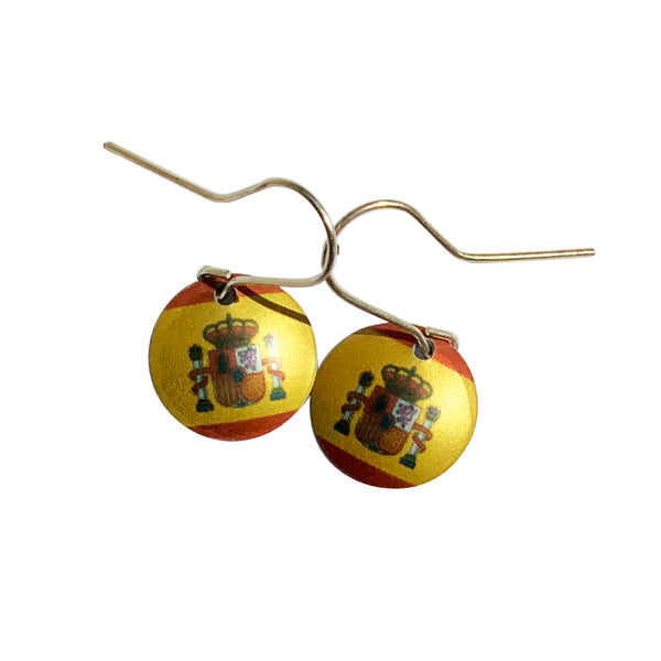 Earrings Spanish Flag w silver hooks