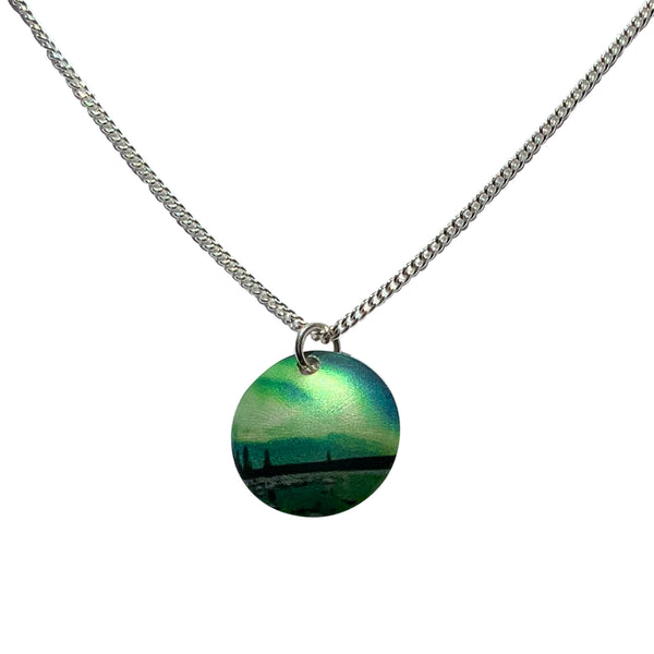Necklace Aqua Northern Lights with a silver chain