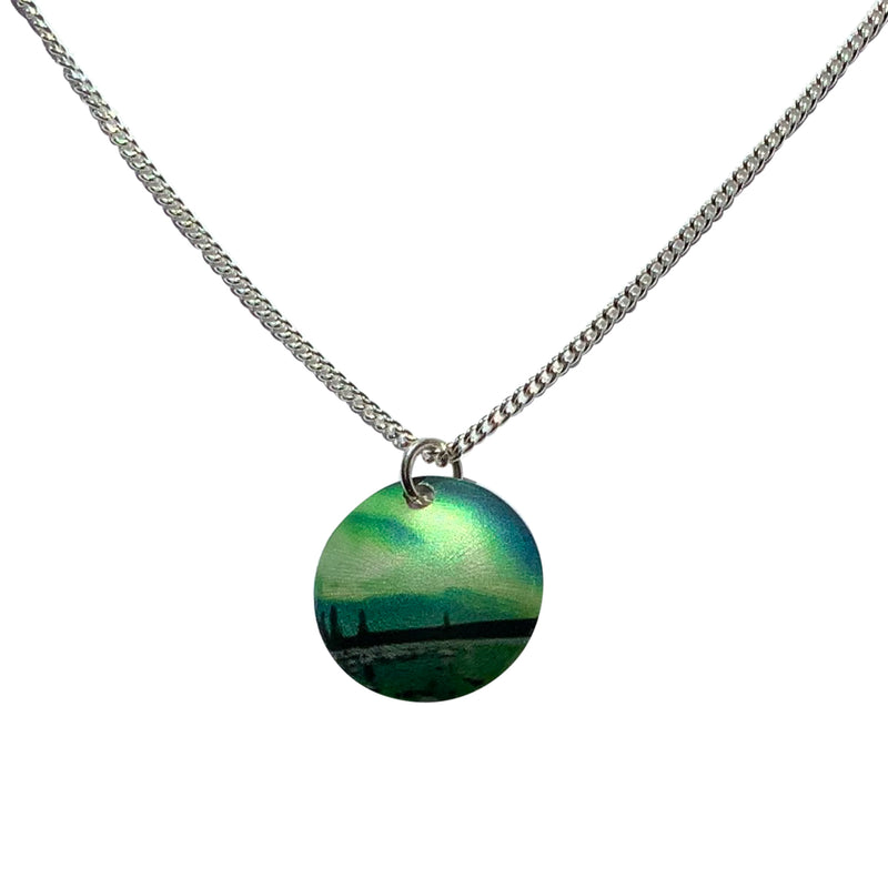 Necklace Aqua Northern Lights with a silver chain