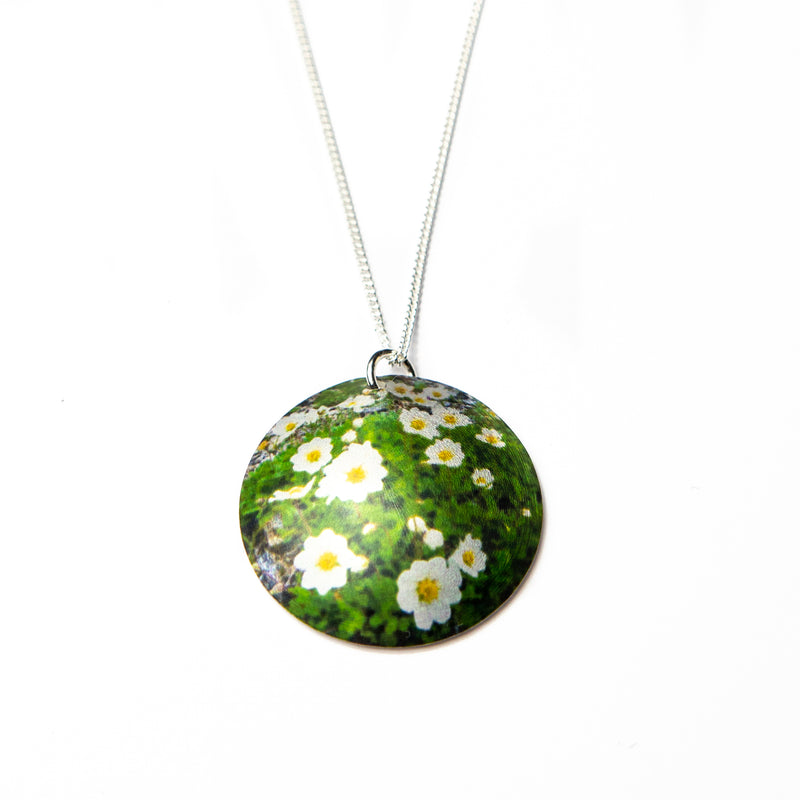Necklace Lapland flower Fjällsippa with a silver chain