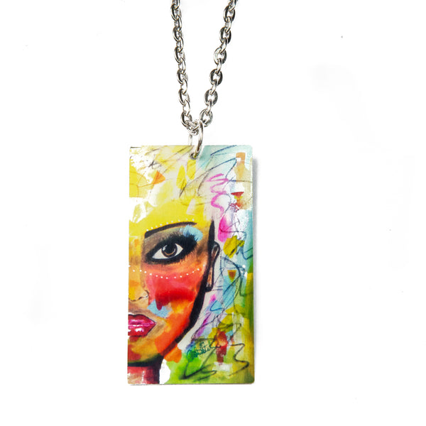 Pendant Art Yellow Warrior Rektangular