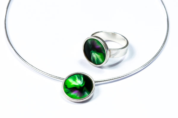Ring Sky Northern Lights solid silver adjustable