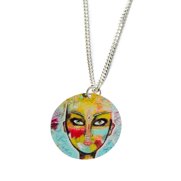 Necklace Art Yellow Warrior with a silver chain
